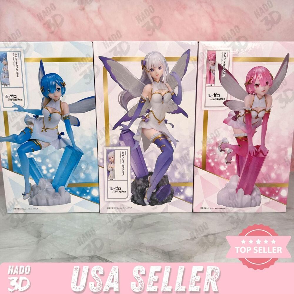 Re:Zero Emelia Rem & Ram Jewel Princess Anime Figures RoundOne Limited